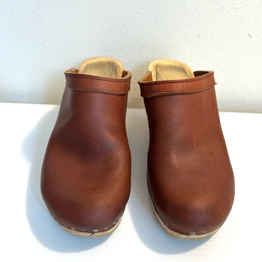 No. 6 Brown Leather Mules - Picture 2 of 8